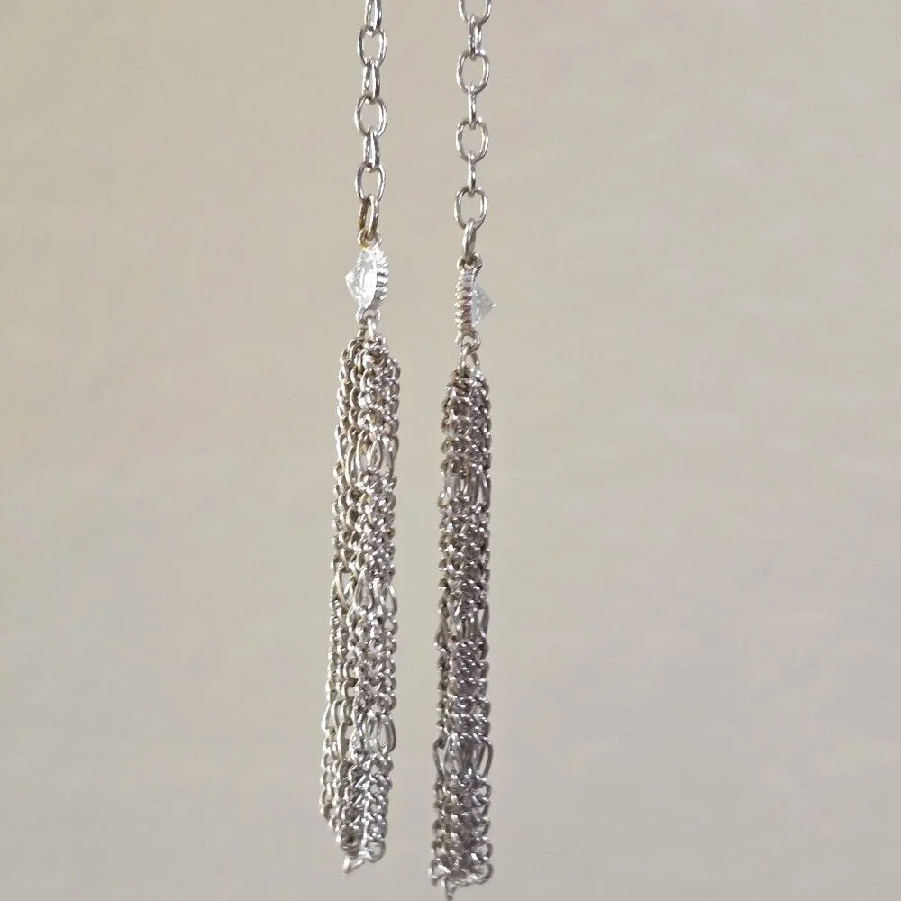 Vintage Silver Tassle Western Style Stone Accents Long 29